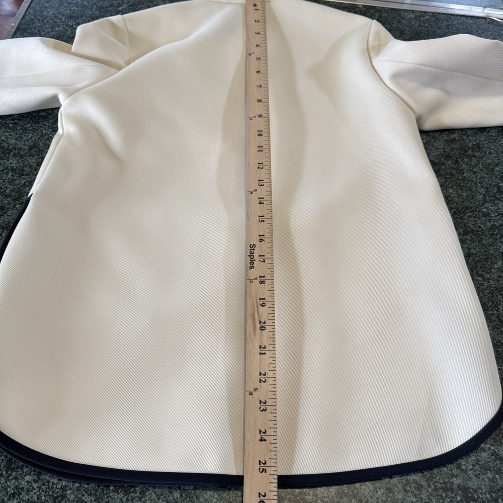 J.Crew Tipped Twill Jacket Blazer Cream Off White Mandarin Collar B8544 Sz 4 NEW - Picture 12 of 16